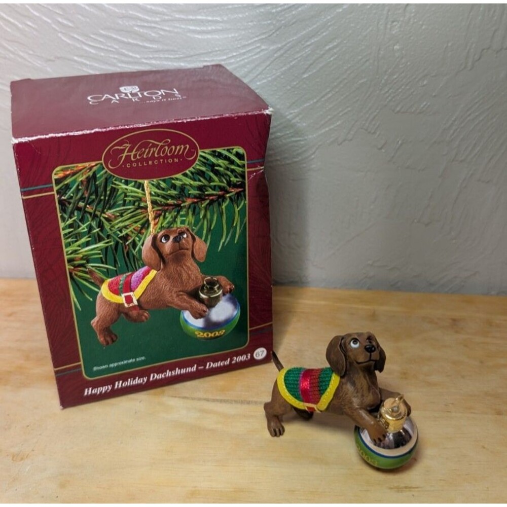 Carlton Cards Happy Holidays Dachshund Dog 2003 Ornament Heirloom Collection
